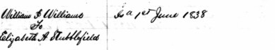 Williams, William J, to Stubblefield, Elizabeth, Marriage Record, 2