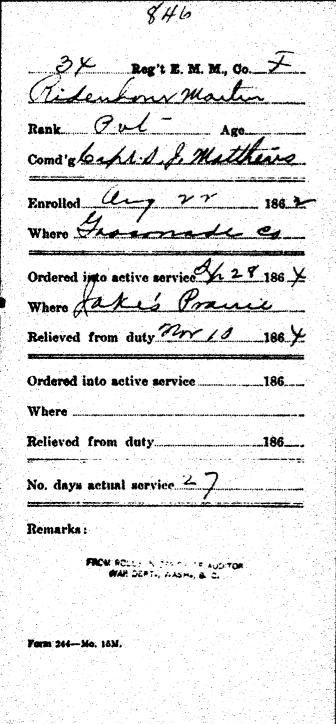 Ridenhour, Martin, Civil War Records, Missouri Archives, Civil War-World War I Database (2)